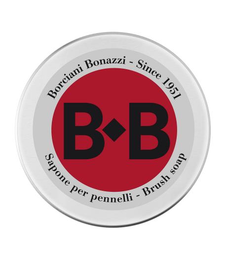 Borciani e Bonazzi, VEGETAL SOAP FOR BRUSHES IN AN ALUMINIUM BOX (100 G)– SERIES BEB