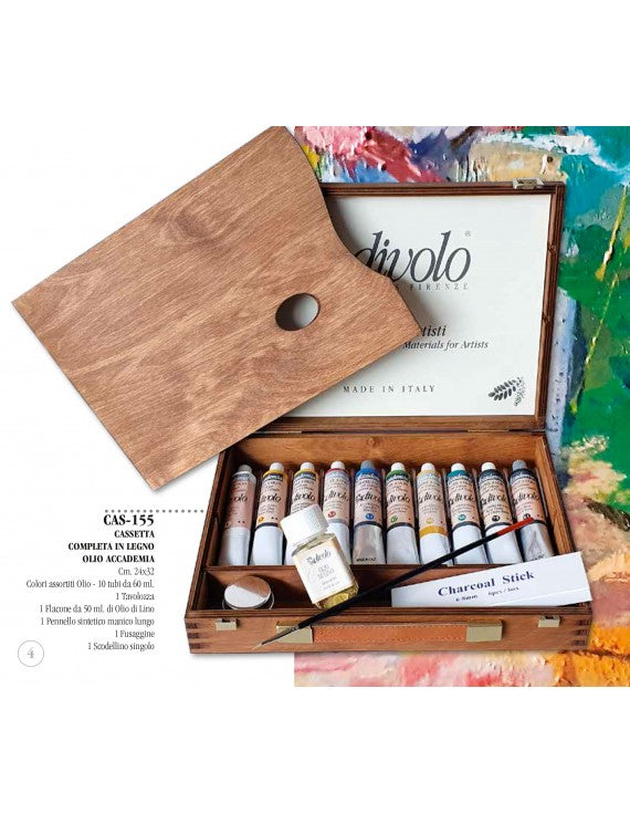Divolo Accademia Oil Color 10 Piece, 60ml Wooden Box Set
