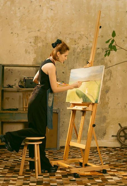 MEEDEN Extra Large Heavy-Duty H-Frame Studio Easel - Solid Beech Wooden Artist Professional Easel.