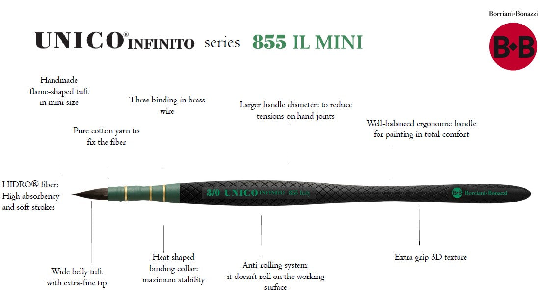Borciani e Bonazzi, UNICO INFINITO QUILL BRUSH WITH HIDRO® SYNTHETIC FIBRE AND RESIN HANDLE