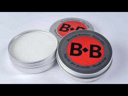 Borciani e Bonazzi, VEGETAL SOAP FOR BRUSHES IN AN ALUMINIUM BOX (100 G)– SERIES BEB