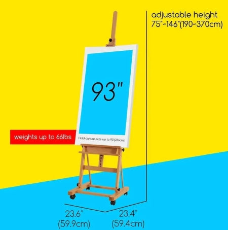 MEEDEN Extra Large Heavy-Duty H-Frame Studio Easel - Solid Beech Wooden Artist Professional Easel.