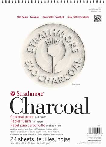 STRATHMORE 500 SERIES WHITE CHARCOAL PAD - 12X18