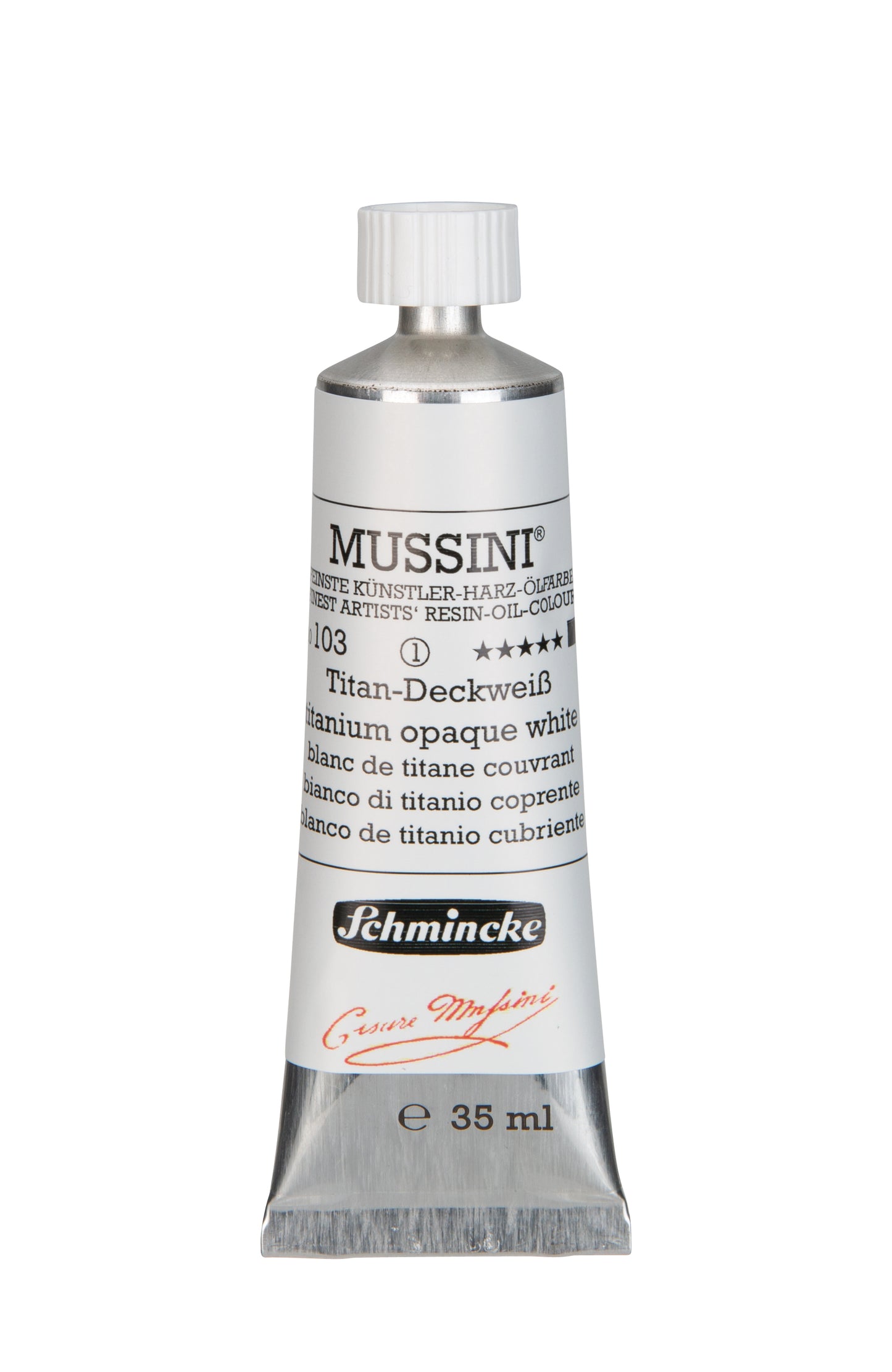 Schmincke Finest Artists’ Resin-Oil Colors. Mussini Series 10, Opaque and Semi-Opaque 35ml Tubes