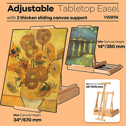 VISWIN Sketchbox Tabletop Easel with Metal Lined Storage Drawer