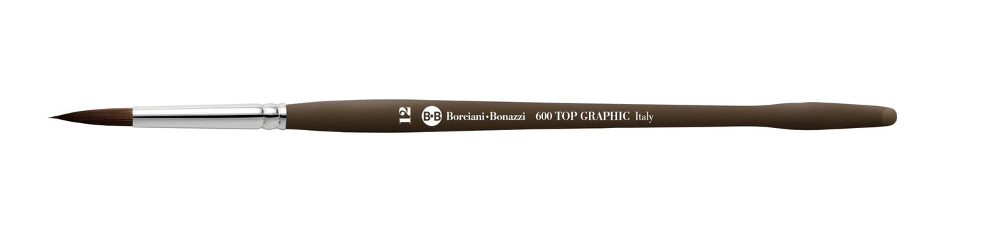 Borciani e Bonazzi, SERIES 600 TOP GRAPHIC ROUND BRUSH IN SYNTHETIC PILE PLUM WOODEN HANDLE