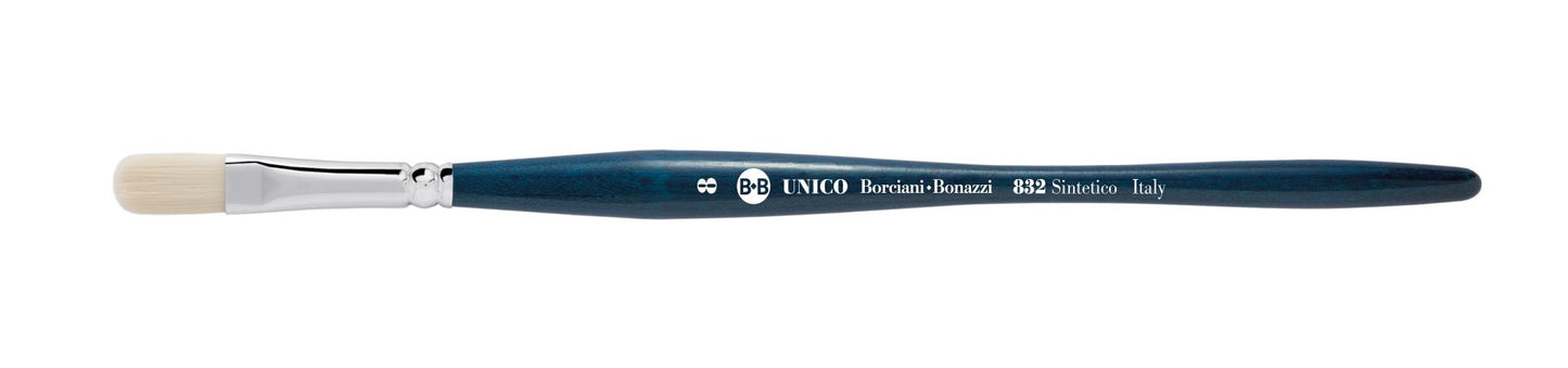 Borciani e Bonazzi SERIE 832 UNICO CAT'S TONGUE BRUSH WITH OFF-WHITE SYNTHETIC FIBER AND BALANCED HANDLE.