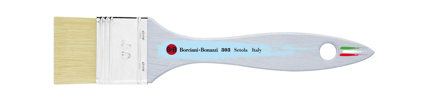 Borciani e Bonazzi SERIES 303 SIMPLE THICKNESS MOTTLER WITH WHITE HOG BRISTLE AND WOODEN HANDLE