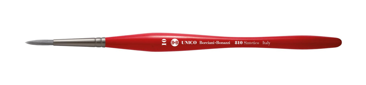 Borciani e Bonazzi SERIES 810 UNICO ROUND BRUSH WITH SILVER SYNTHETIC FIBER AND BALANCED HANDLE