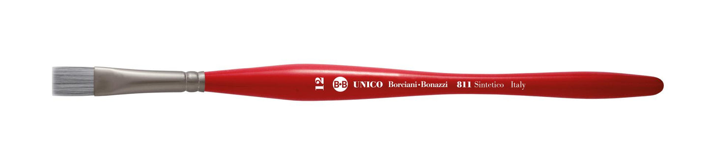 Borciani e Bonazzi SERIES 811 UNICO FLAT BRUSH WHIT SILVER SYNTHETIC FIBER AND BALANCED HANDLE
