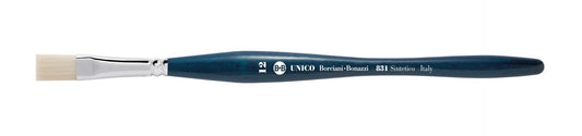 Borciani e Bonazzi SERIES 831 UNICO FLAT BRUSH WITH OFF-WHITE SYNTHETIC FIBER AND BALANCED HANDLE.